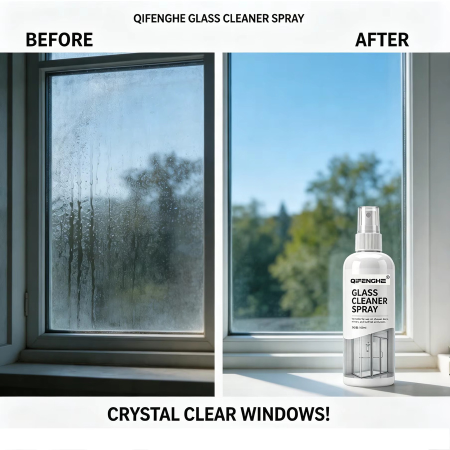 QIFENGHE Glasreiniger-Spray White, 100 ml, multifunktionaler Reiniger gegen Kalkablagerungen und Hartwasserflecken für klare Glasflächen - Bild 3