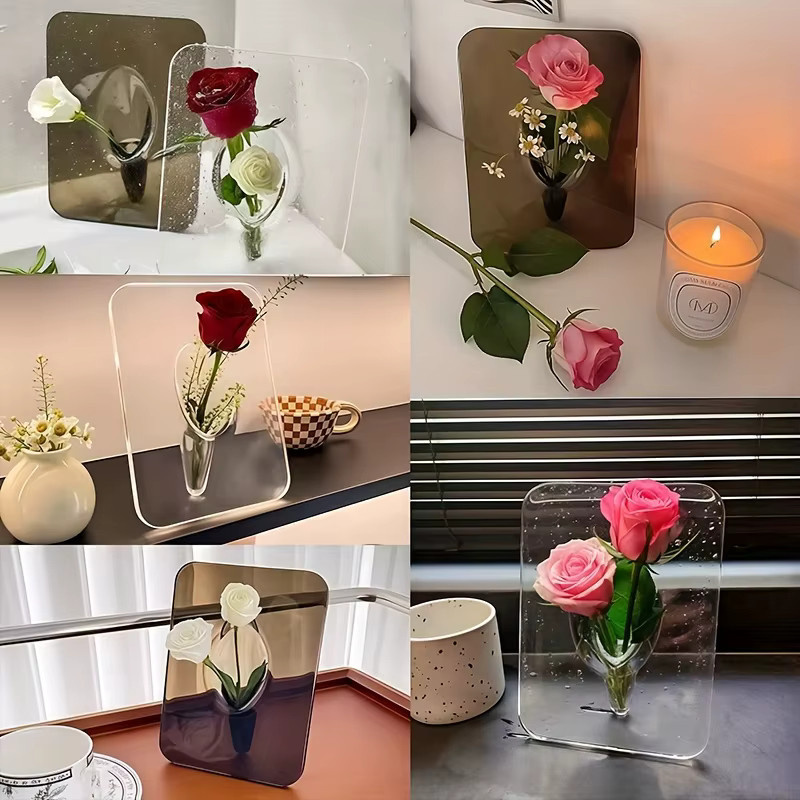 YOCITY Moderne Acryl-Vase Transparent als Fotorahmen für Hydroponik und Wohndekor - Bild 3