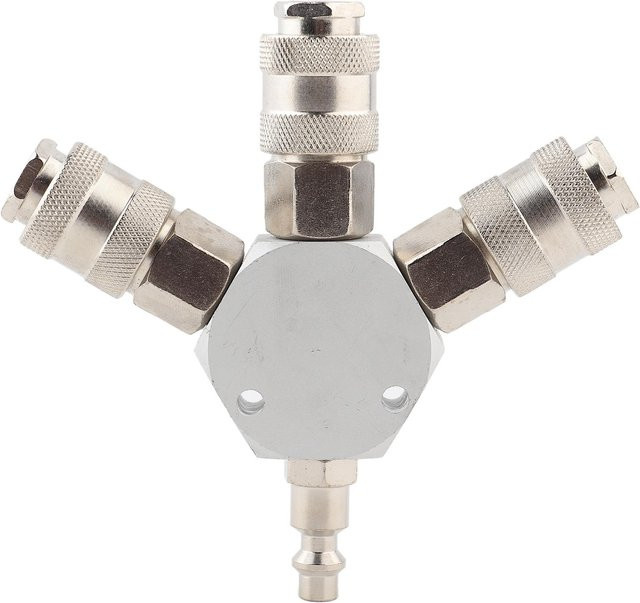 Luftschlauch Verteiler Schnellwechsler Set mit 3 Adaptern und Splitter aus Messing in Silber, 1/4 NPT - Bild 1