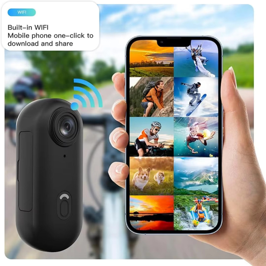 POVCAN 4K Daumen Action Kamera mit WiFi, Wasserdicht, Schwarz - Bild 2