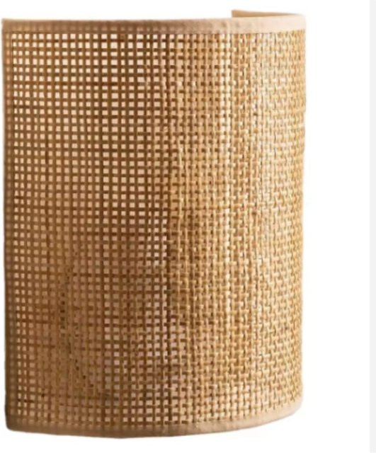 JOYINLED Rattan-Wandleuchte im ländlichen Stil, Beige, Durchmesser: 20 cm, LED-Beleuchtung für Wohnzimmer, Flur und Schlafzimmer - Bild 1