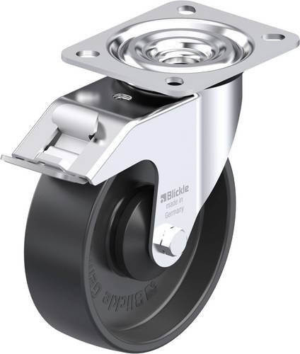 Blickle Stahlblech-Lenkrolle L-PP 125KA-FI in Schwarz und Grau mit Rad-Durchmesser 125 mm und einer Tragfähigkeit von 200 kg - Bild 1