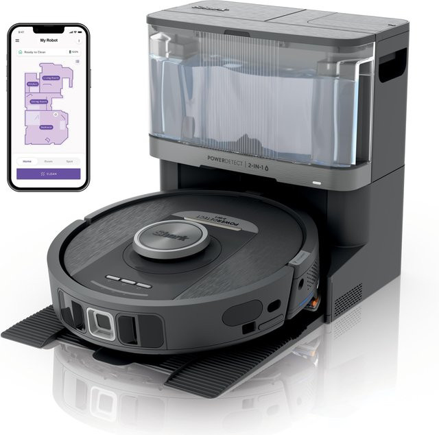 Shark PowerDetect NeverTouch 2-in-1 Saugroboter RV2800YEEU in Schwarz und Silber mit App-Steuerung und Sprachassistent - Bild 2