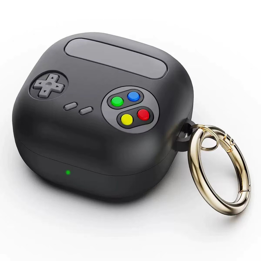 Silikon-Ohrhörer-Hülle mit Spielekonsolen-Muster und Haken für Samsung Galaxy Buds Live, Buds Pro, Buds 2, Buds 2 Pro und Buds FE in Grau - Bild 5