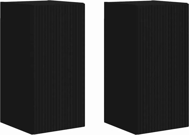 2er-Set vidaXL TV-Wandschränke modern in Schwarz matt aus Holzwerkstoff, B/T/H: 30 x 31 x 60 cm - Bild 1