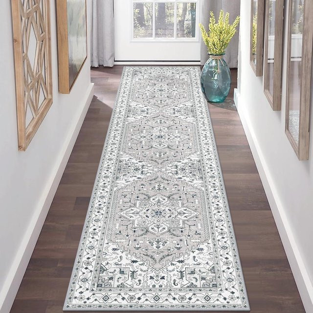 Rutschfester Flur-Läufer Lodestar in Grau, maschinenwaschbarer Teppich für Flur, Küche und Wohnzimmer, B/T: 60 x 180 cm - Bild 1