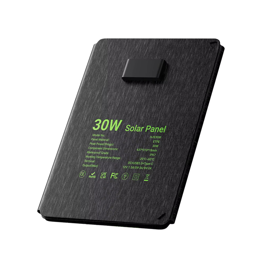 AUFU Tragbares Solarpanel 30W Faltbares Mobiles Ladegerät für Handys und Powerbanks in Schwarz - Bild 2