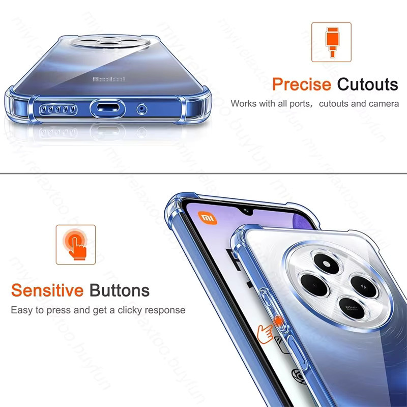 Stoßfeste transparente Silikonhülle für Xiaomi Redmi 14C und Poco C75 - Bild 2