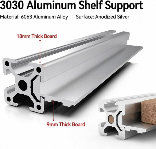 4/8 Stück Aluminium-Profilregalhalter 3030 in Silber für BAMBOOTOP Plattenbefestigung nach EU-Standard - Bild 1