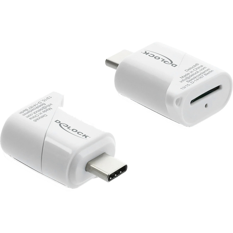 Delock USB-C Mini Card Reader für MicroSD in Weiß - Bild 1
