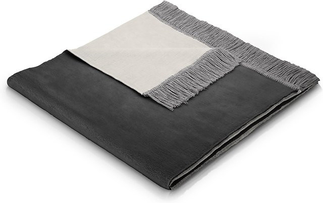 Sofaläufer Biederlack in Grau und Anthrazit mit Silber, B/T: 200 x 100 cm - Bild 1