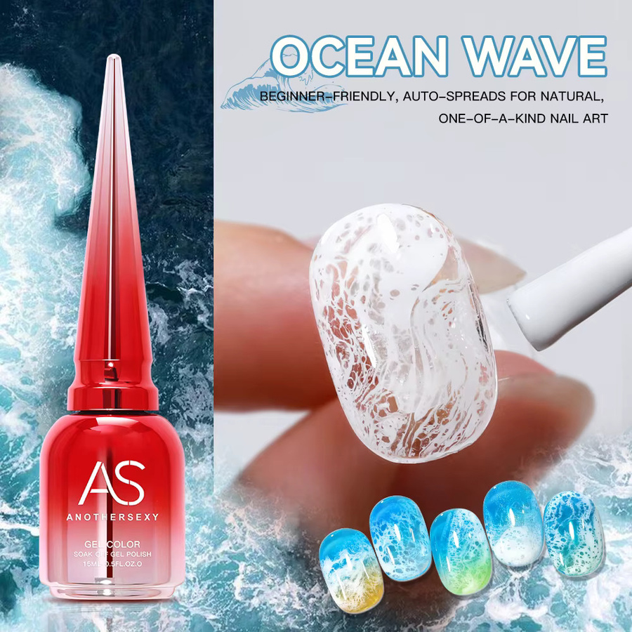 AS Bubble Ocean Wave Gel-Nagellack, Weiß, 15 ml - Bild 3