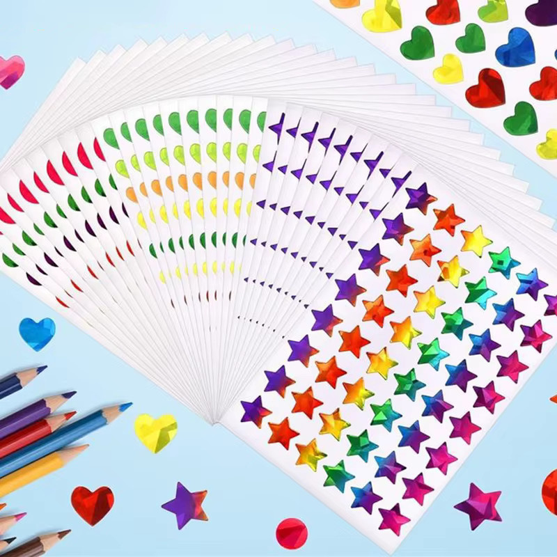 TMZ Scrapbook-Aufkleber mit Sternen, Herzen und Kreisen in schillernden Farben für DIY-Handwerk und Journaling, 10 bis 50 Blatt, Multicolour - Bild 1