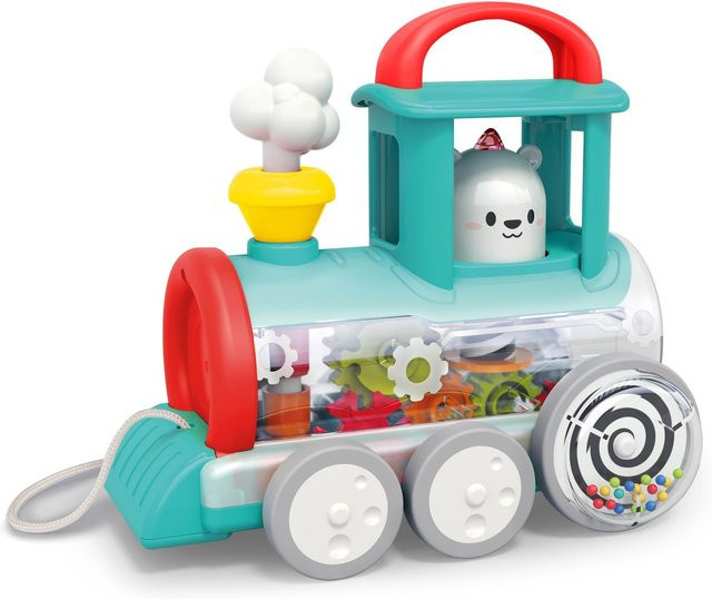 Moni Kinder-Nachziehspielzeug Zug, Motorikspielzeug, bunt, Räder, ab 0 Jahre - Bild 1