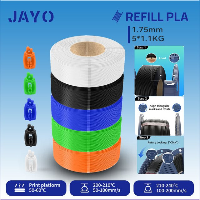 JAYO PLA Filament 1,75 mm für FDM 3D-Drucker, 5,5 kg Nachfüllpack - Bild 1