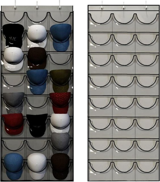 TOMTOP JMS Hutständer mit 24 Taschen für Baseballmützen und Hüte, faltbarer Organizer zur Aufbewahrung, transparent - Bild 1