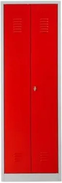 PROREGAL Garderobenspind Camel mit 2 Fächern und Schloss, Grau-Rot, H x B x T: 180 x 60 x 50 cm - Bild 1