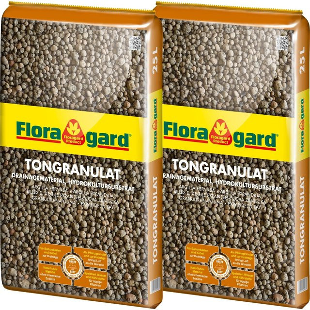 Floragard Blähton Tongranulat für Zimmerpflanzen und Balkonpflanzen als Hydrokultursubstrat, 2 x 50 kg, braun - Bild 1