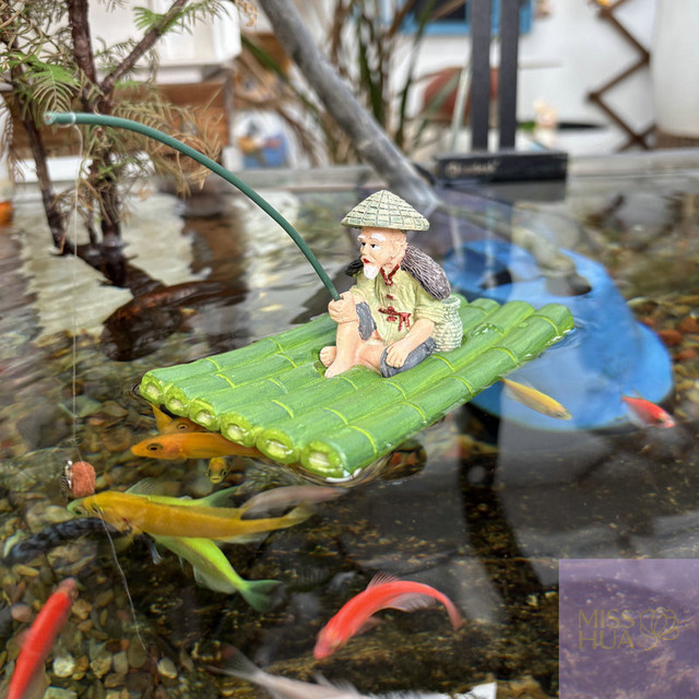 HUA HUA Schwimmende Aquarium-Dekoration in Grün und Multicolour mit Floß-Design als Miniatur-Gartendekoration und Aquarium-Zubehör - Bild 1