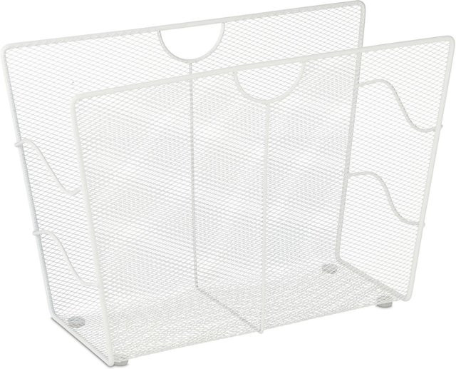 Relaxdays Zeitungsständer aus Metall im Mesh-Design, Weiß, B: 27 cm, H: 39 cm, T: 17 cm - Bild 1
