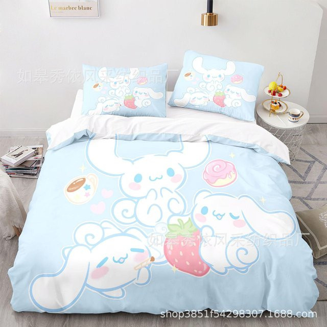Sanrio Bettwäscheset mit Pom Pom Purin und Cinnamoroll aus Mikrofaser, Blau, B/H: 210 x 210 cm - Bild 1