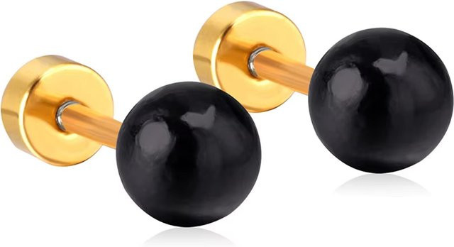 LUXUKISSKIDS Ohrstecker, Imitationsperlen, Edelstahl, Schwarz, Unisex - Bild 1