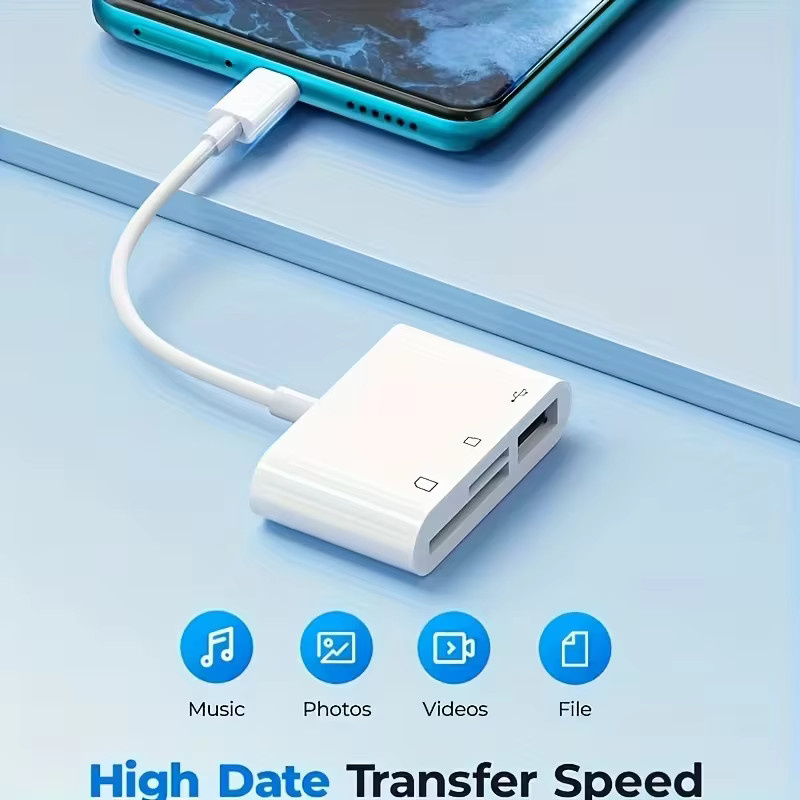 USB-C SD-Kartenleser und Micro-SD-Adapter in Weiß für iPhone 15–17, iPad und Mac Pro Air - Bild 2