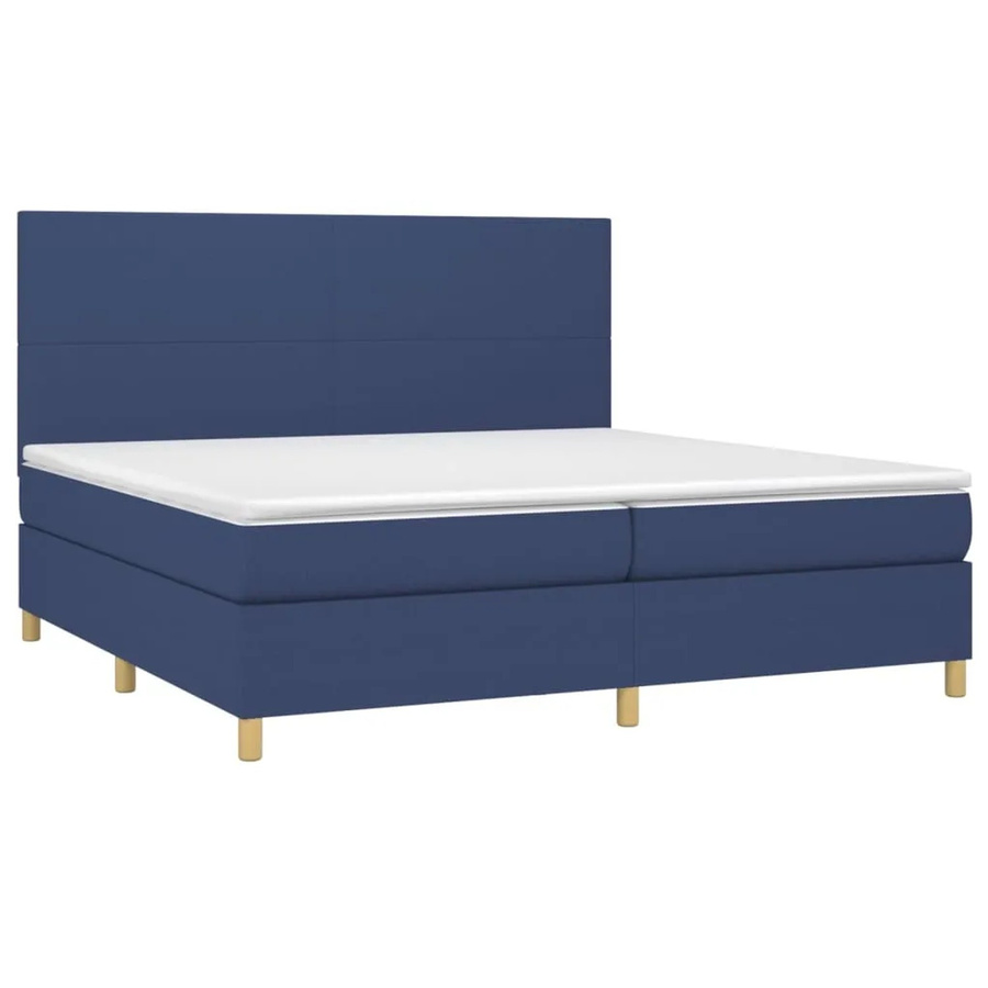 vidaXL Boxspringbett mit Matratze und LED-Beleuchtung in Blau, Hybrid-Bett mit USB-Anschluss und Taschenfederkern, B/T/H: 200 x 203 x 128 cm - Bild 2