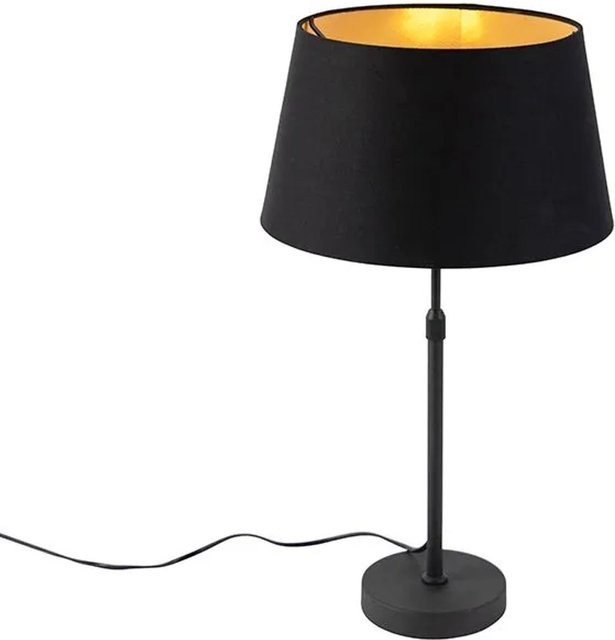 QAZQA Tischlampe in Schwarz und Gold, dimmbar und höhenverstellbar, Höhe: 35 cm - Bild 1