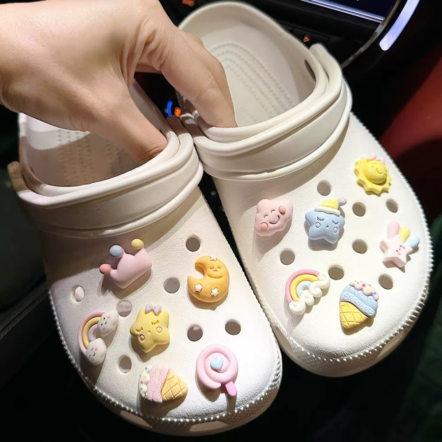 FHLDING Schuhcharms-Set, 12-teilig, Harz, Stern, Mond, Regenbogen, Clogs-Zubehör - Bild 2