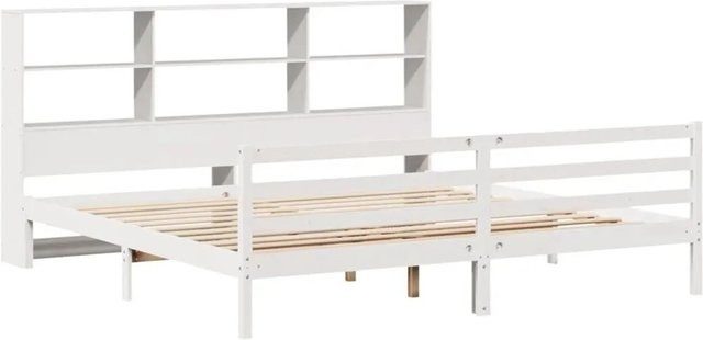 vidaXL Massivholzbett aus Kiefer mit Regal in Weiß, B/T/H: 180 x 200 x 228,5 cm - Bild 1