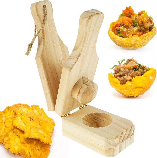 Willstar Holz Bananenpresse Tostonera und Fleischbällchen-Presse in Braun, rund - Bild 1