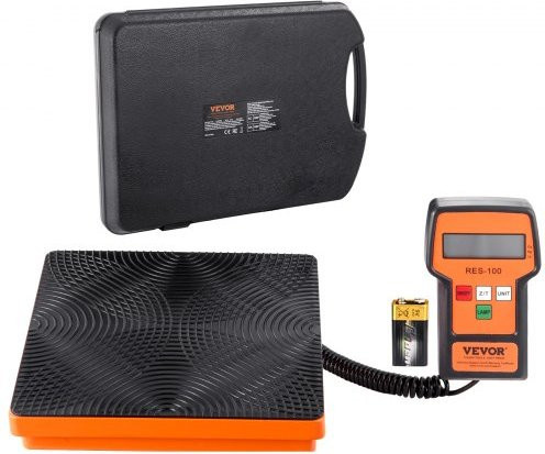 VEVOR Kältemittelwaage für HVAC, hochpräzise elektronische digitale Freonwaage bis 100 kg mit kabelgebundener Fernbedienung und Koffer, Schwarz - Bild 1