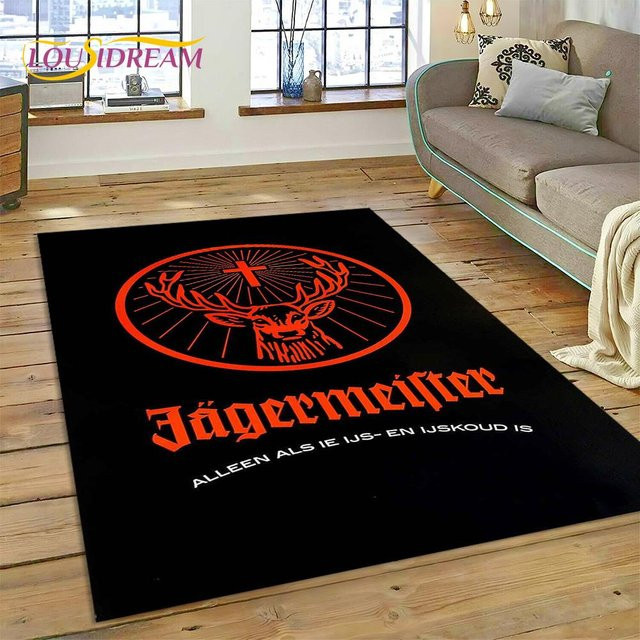 Jaegermeister Elch Teppich mit 3D-Logo, rutschfest und waschbar, Schwarz, B: 60 cm, T: 40 cm - Bild 1
