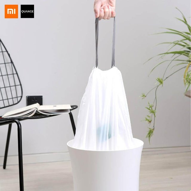 Xiaomi Quange Einweg-Müllbeutel mit Kordelzug, verdickte Plastiktüten für Haushalt und Badezimmer, Weiß, 60 Stück - Bild 1