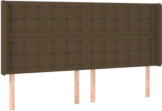 vidaXL LED Kopfteil Dunkelbraun mit USB-Anschluss und integrierter Beleuchtung, B: 163 cm, T: 16 cm, H: 118 cm bis 128 cm - Bild 1