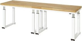 Rau Elektrisch höhenverstellbare Werkbank in Braun mit 40 mm B-Platte, B/T/H: 250 x 70 x 74-114 cm - Bild 1
