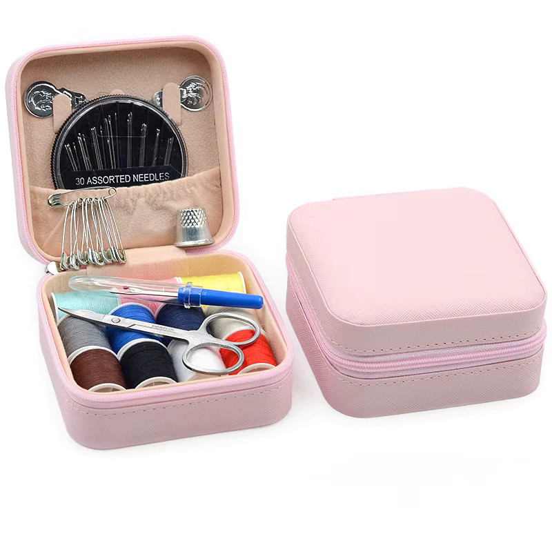 Tragbare multifunktionale Nähbox in Pink für DIY Handnähwerkzeug-Set und Stickgarn Zubehör aus Kunststoff - Bild 3