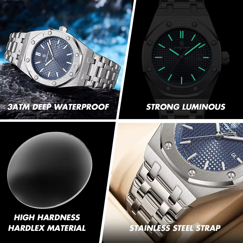 PAAZOMU Armbanduhr Edelstahl, Quarz, Blau, Herren - Bild 2