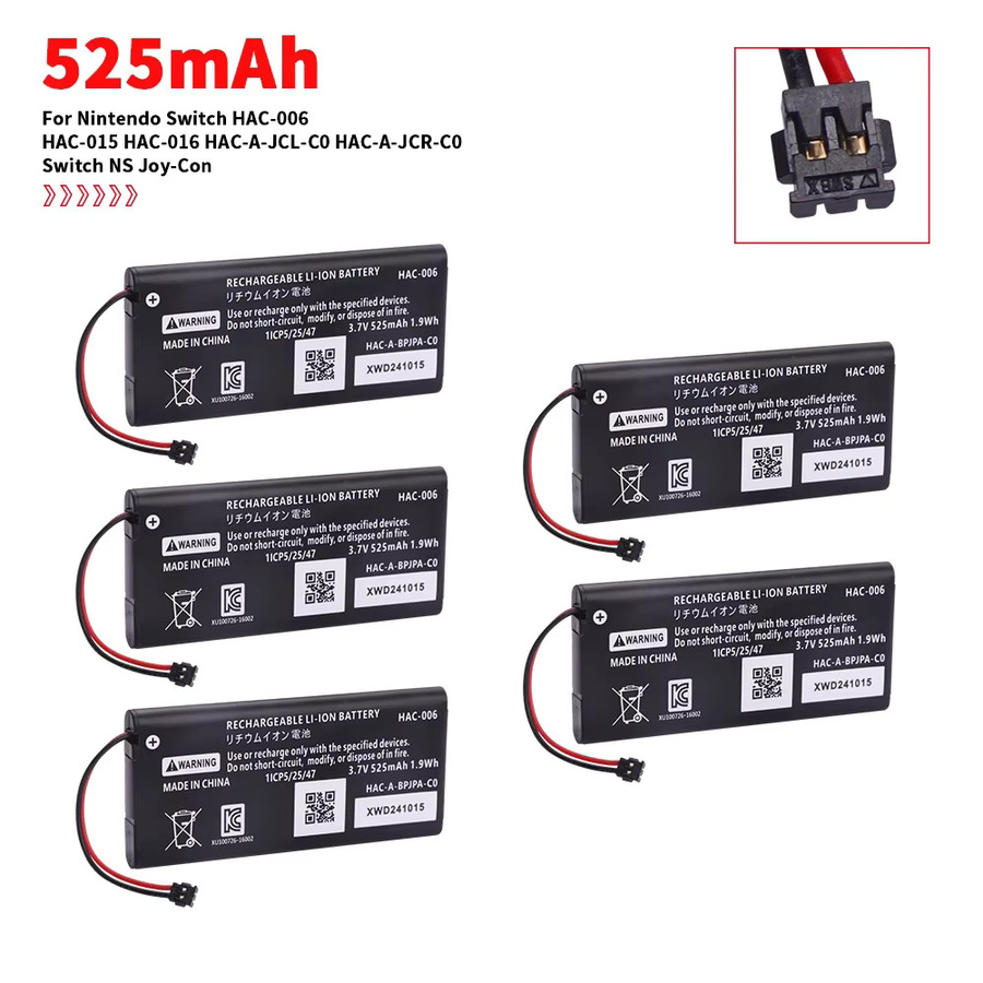 HAC-006 Akku für Nintendo Switch Joy-Con, 3,7 V 525 mAh, Schwarz - Bild 2