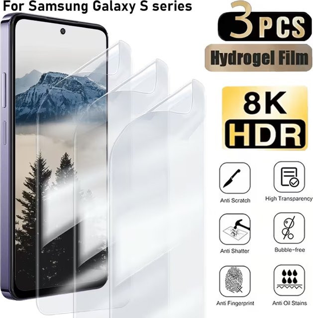 Hydrogel-Displayschutzfolien für Samsung Galaxy S26 Ultra, S26 Plus, S25 FE, S22 Ultra, A56 5G, A36, A16, A27, A52 und A35 in Transparent, 2-3 Stück - Bild 1