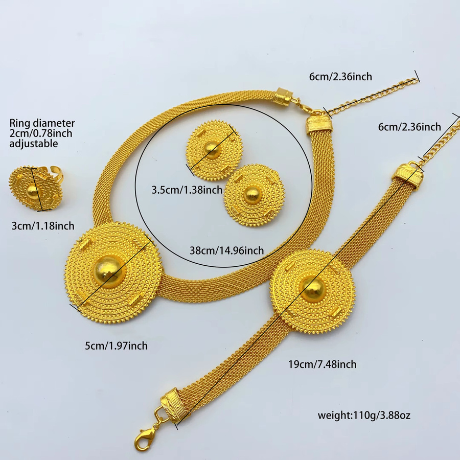 Schmuck-Set Halskette, Ohrringe, Gold, Damen - Bild 2