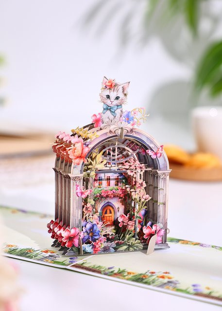 Opjoys Katzenkirche Pop-Up-Karte in Multicolour aus Papier - Bild 1