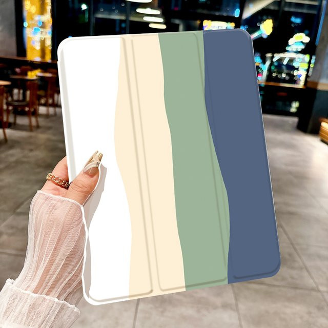 Tablet-Hülle mit mehrfarbigen Wellenmustern für iPad Pro 10/11 Zoll und iPad Air (3., 4., 5. Generation) in Transparent/Multicolour - Bild 1