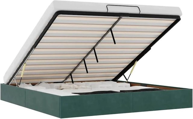 vidaXL Ottoman-Bett aus Samt in Dunkelgrün mit Lift-up-Funktion, B/T: 180 x 200 cm - Bild 1