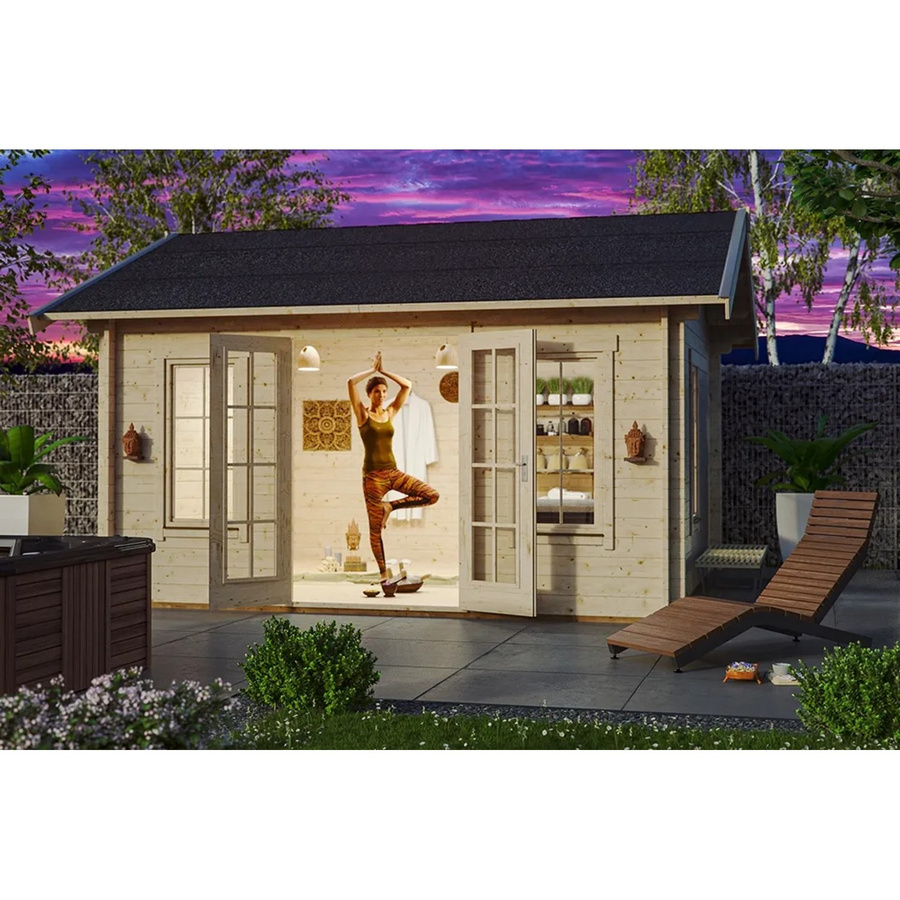 Skan Holz Gartenhaus Lugano 2 DS Natur B/H/T: 420 x 311 x 380 cm - Bild 3