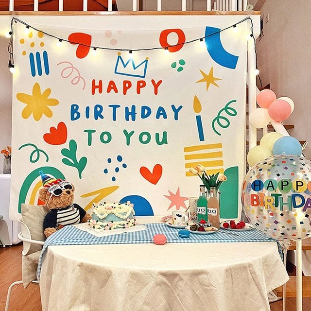 BEILIOU Geburtstag Wandtapisserie mit Cartoon-Motiven für Kinderzimmer und Partys, Mehrfarbig, Rechteckig - Bild 1