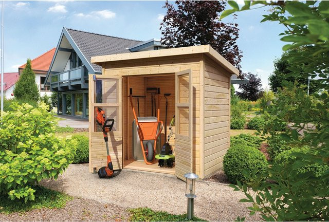 Karibu Gartenhaus Kano 2 aus naturbelassenem Holz aus nordischer Fichte - Bild 1