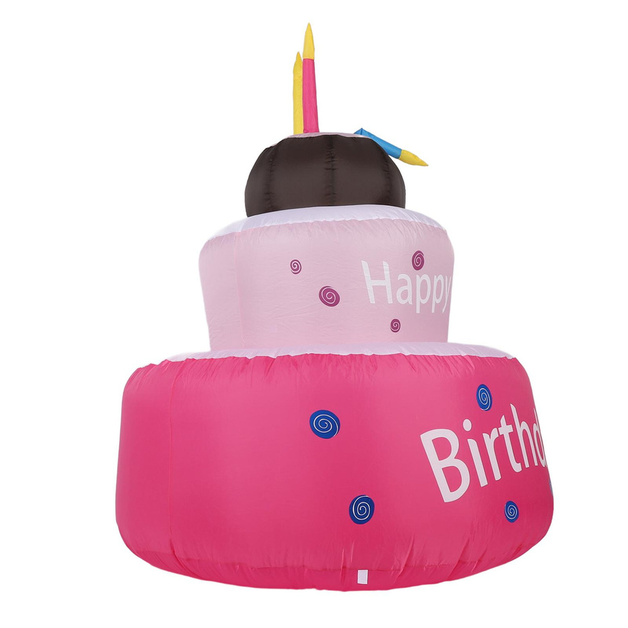 Aufblasbare Happy Birthday Garten Dekoration mit Kuchen und Kerze, IP44 wasserdicht, multicolor, aus 210T-Polyester - Bild 1