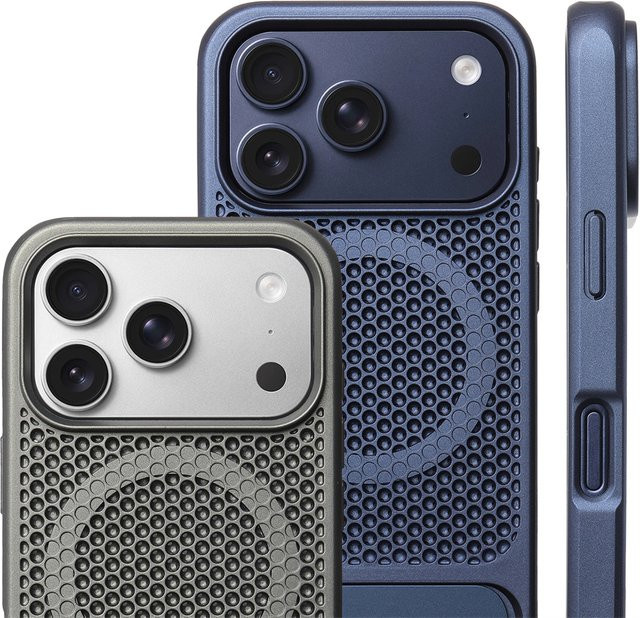 Magnetische Magsafe Stoßstangenhülle mit Wärmeableitungsständer für Apple iPhone 17 Pro Max, 16, 15, 14, 13, 12 in Schwarz und Blau - Bild 1